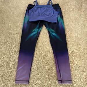 Zella Live-In high waist purple leggings and sports bra set.